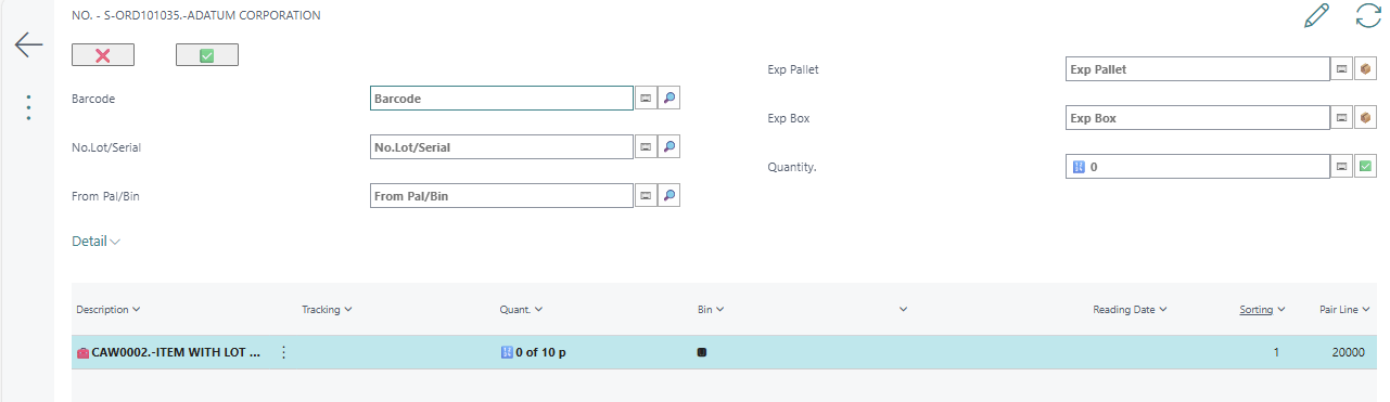 Tablet mode – upper fields