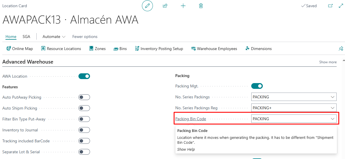 Specific Packing Bin