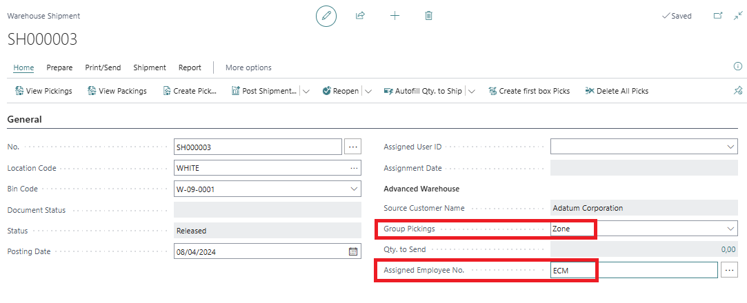 Shipment configuration – Grouping and Employee