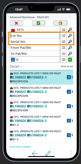 Separate Lot and Serial RELOCATE