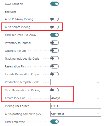 Picking creation mode