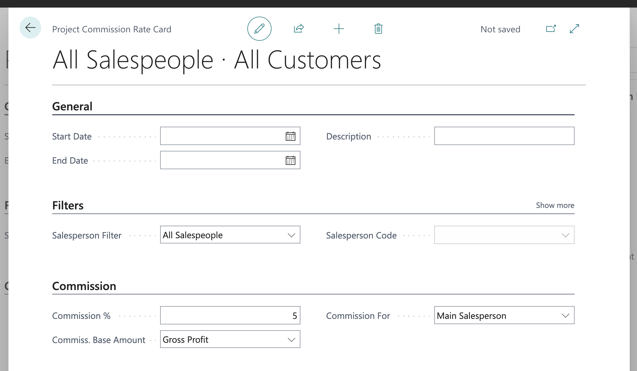 Project rate card