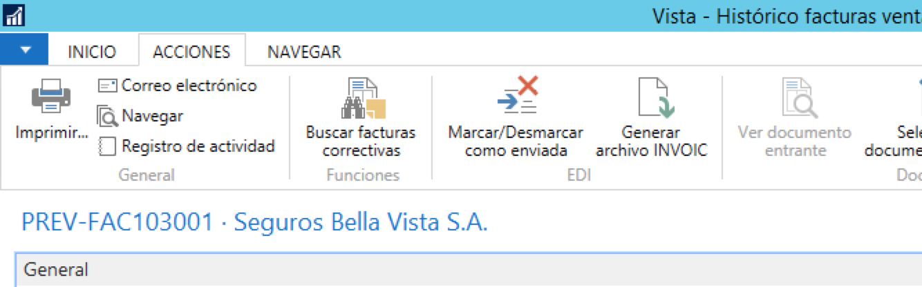 Acciones de factura