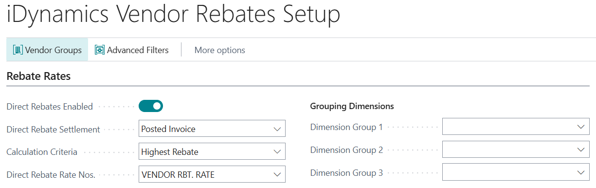 Rebates Setup