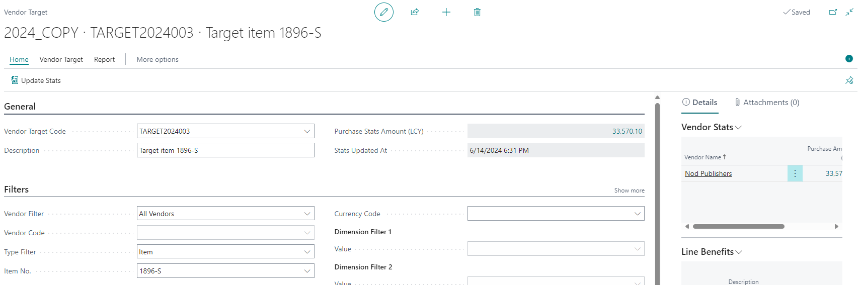 Vendor Target Example