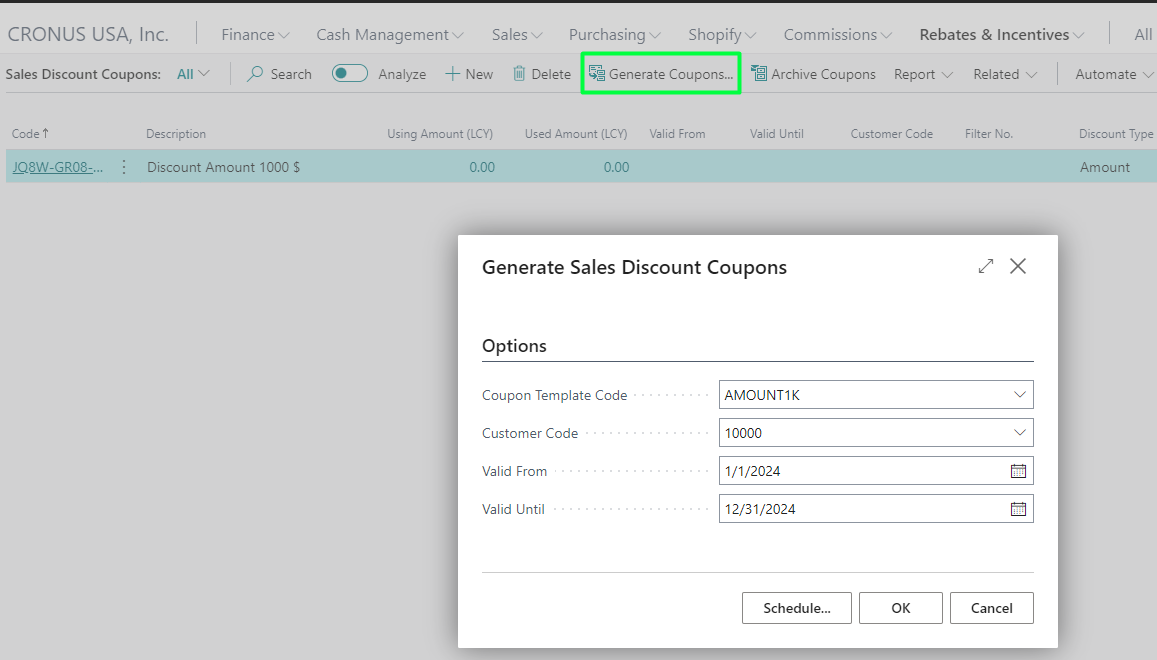 Generate coupons