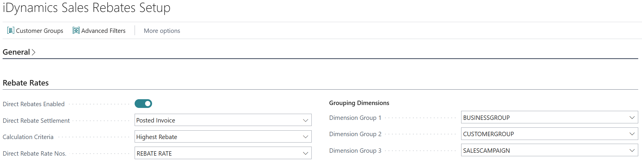 Configure grouping dimensions