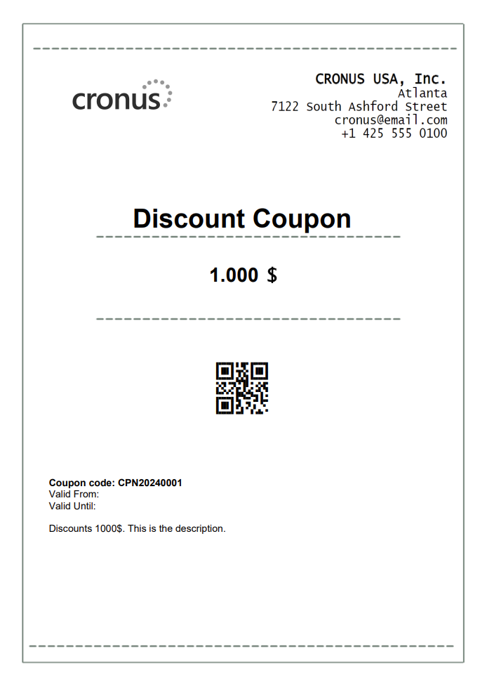 Report coupon printed