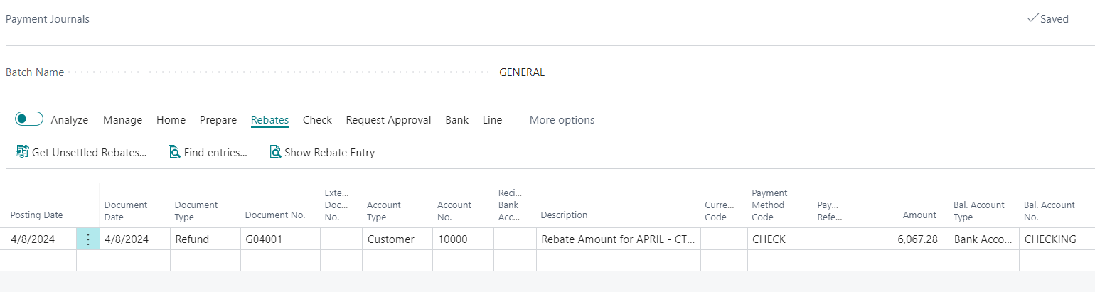 Settle entry with check