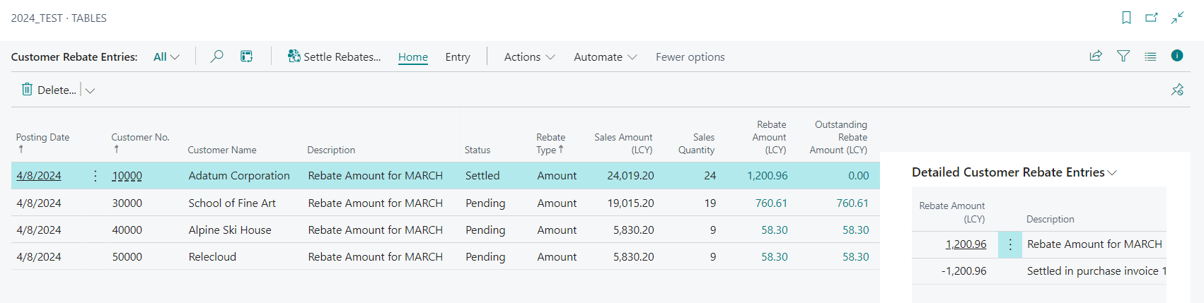 Settled rebate