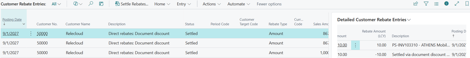 Document discount settled