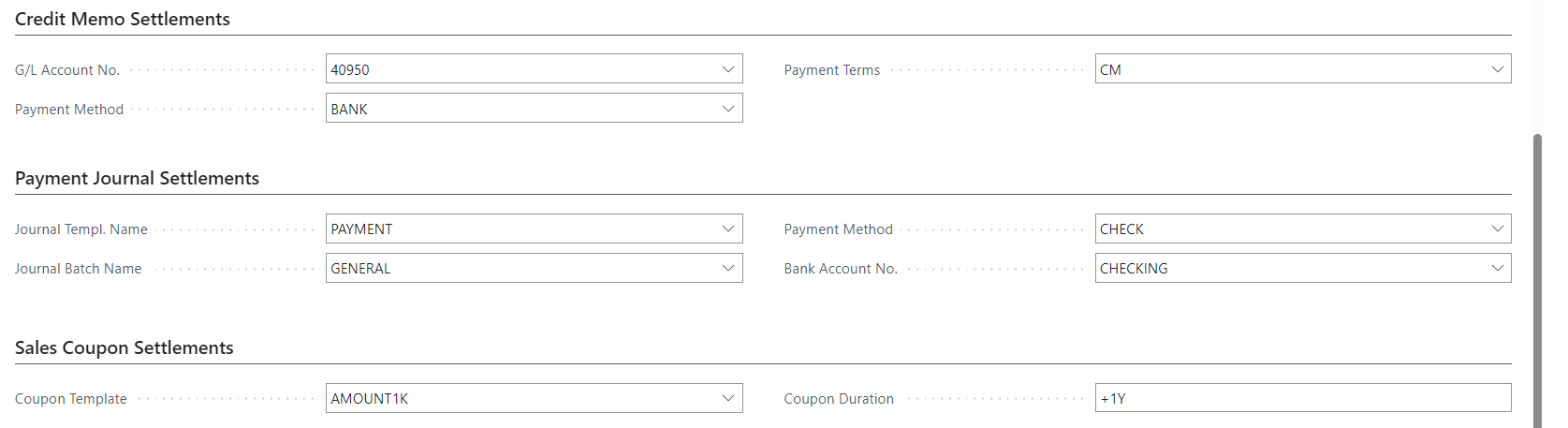 Rebates setup settlements