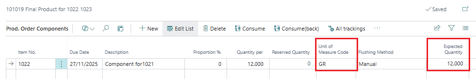 Component line in GR