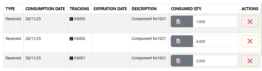 Tracking in component UOM