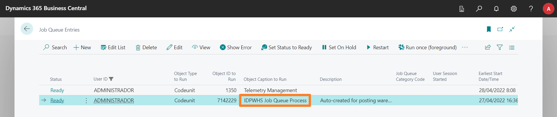 Job Queue Entries