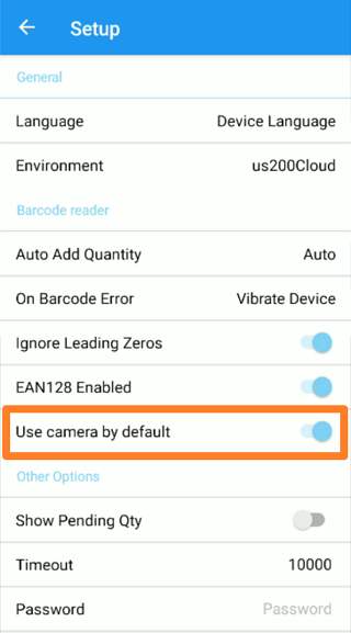 Setup Use Camera by Default