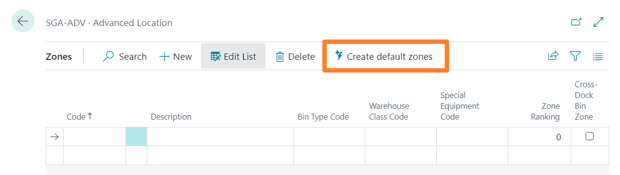 Create Default Zones Action