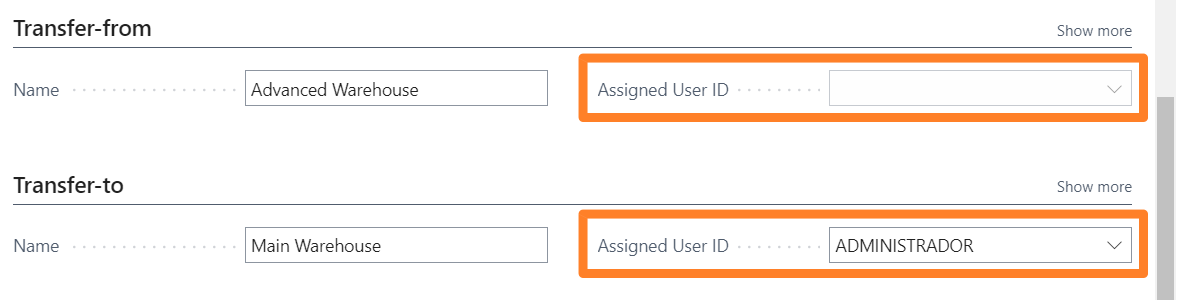 Employees Assigned to the Transfer Order