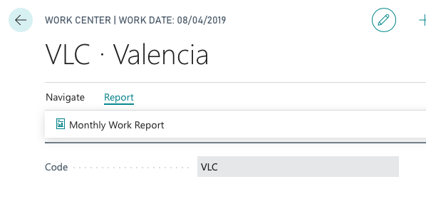 Work Center Report