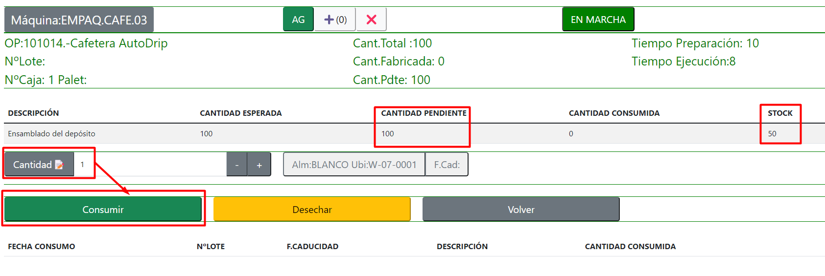 Registrar consumo 