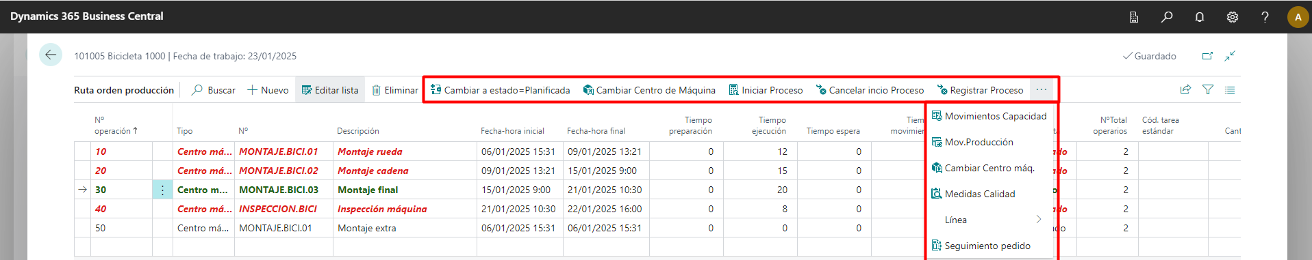 Ruta acciones