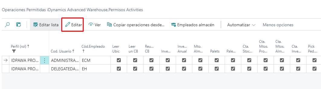 Mejora en Operaciones permitidas
