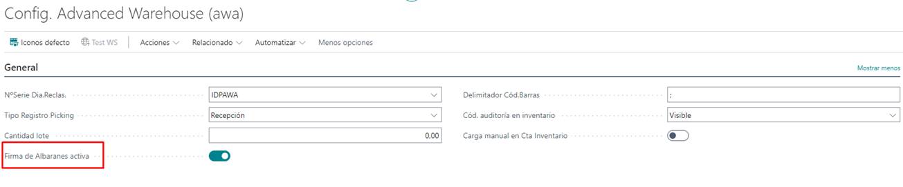 Firma de albaranes activa