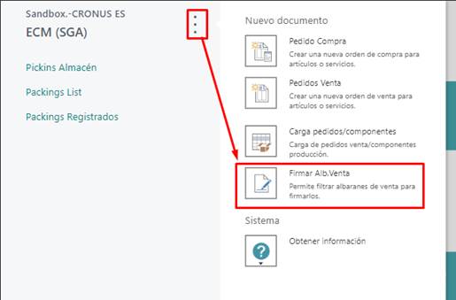 Acceso desde la app para firmar albaranes