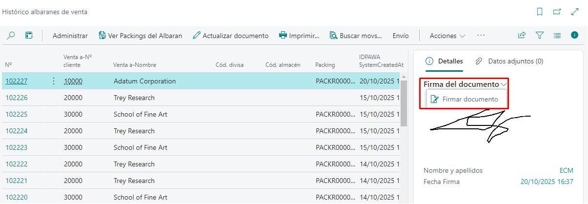 Firma desde histórico en BC