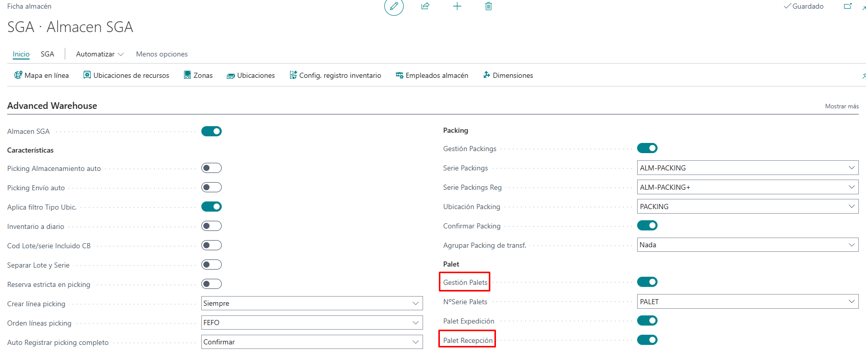 Campo palet recepción
