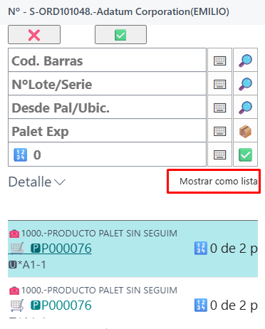 Mostrar como lista