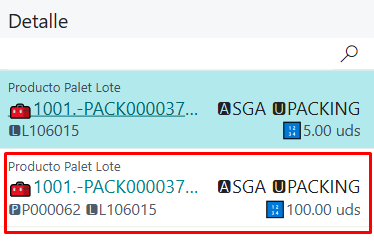 Selección automática de palet