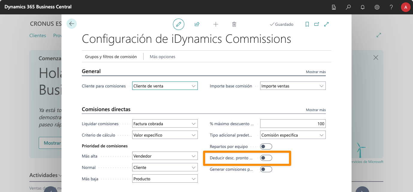 Configuración de la penalización por descuento