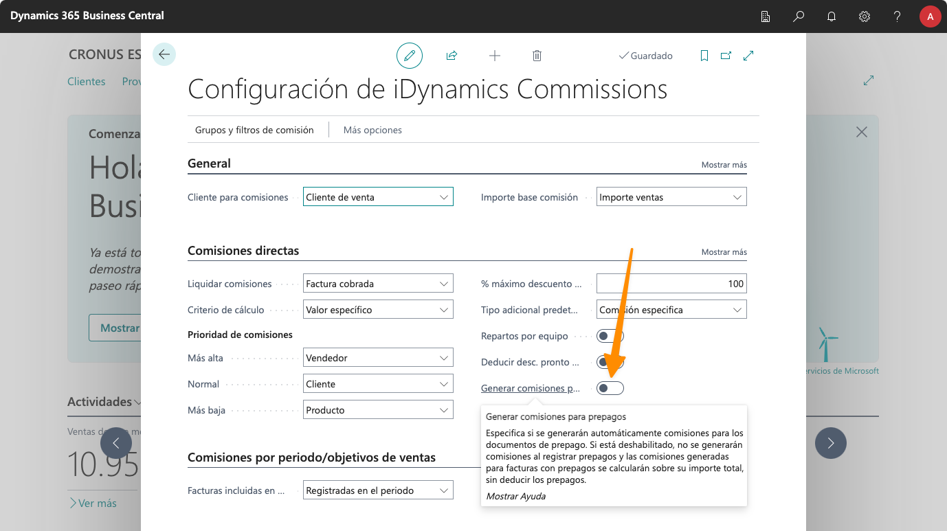 Generar comisiones para prepagos