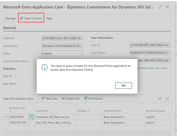 Creación Microsoft Entra Application en BC