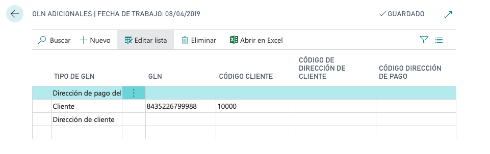 Ficha GLN Adicional