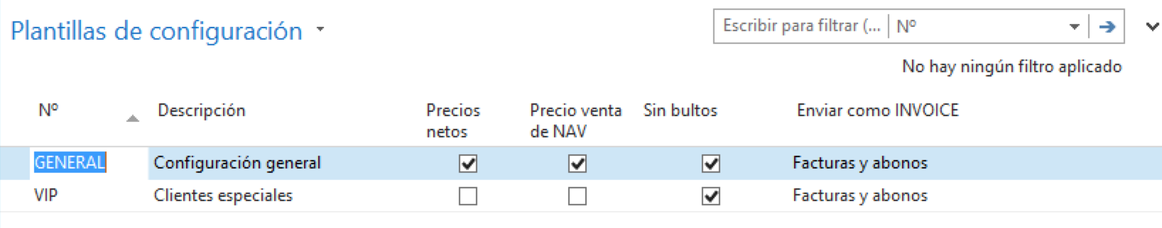 Plantillas de configuración
