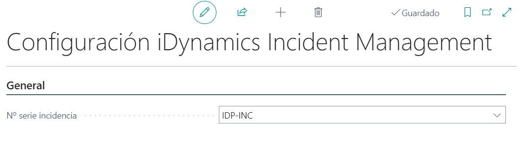 Configuración iDynamics Incident Management - Nº serie