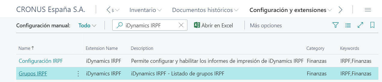 Configuración manual IRPF