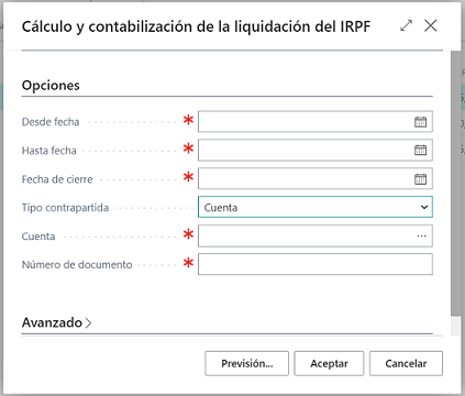 Liquidar IRPF - Opciones