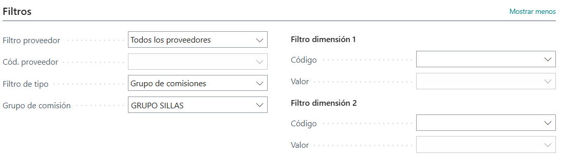 Filtros disponibles