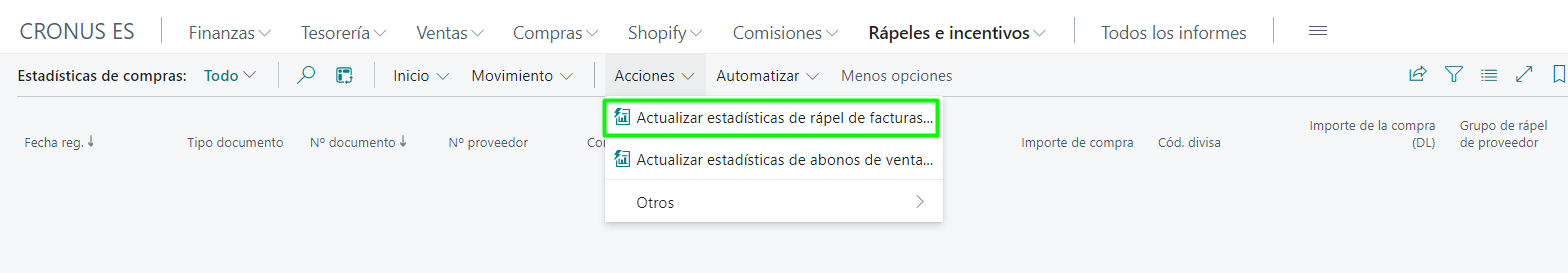 Actualizar estadísticas