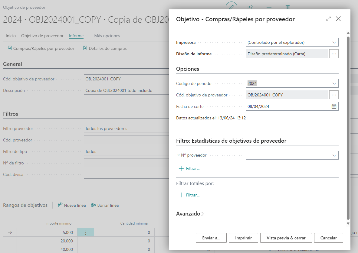 Informe de rebates por proveedor