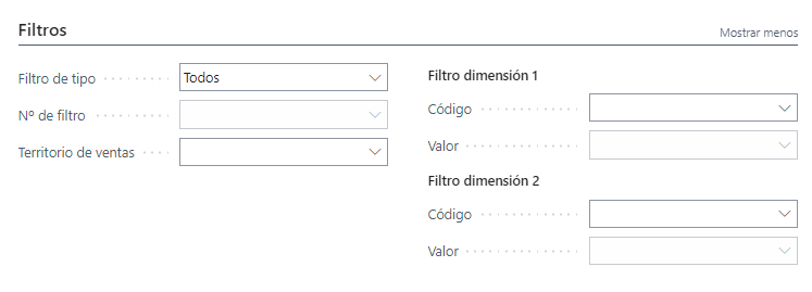 Filtros de la plantilla SDC