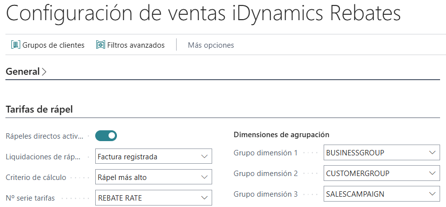 Configurar dimensiones de agrupación