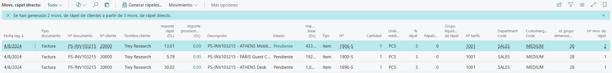 Movs. de rápel directo con dimensiones
