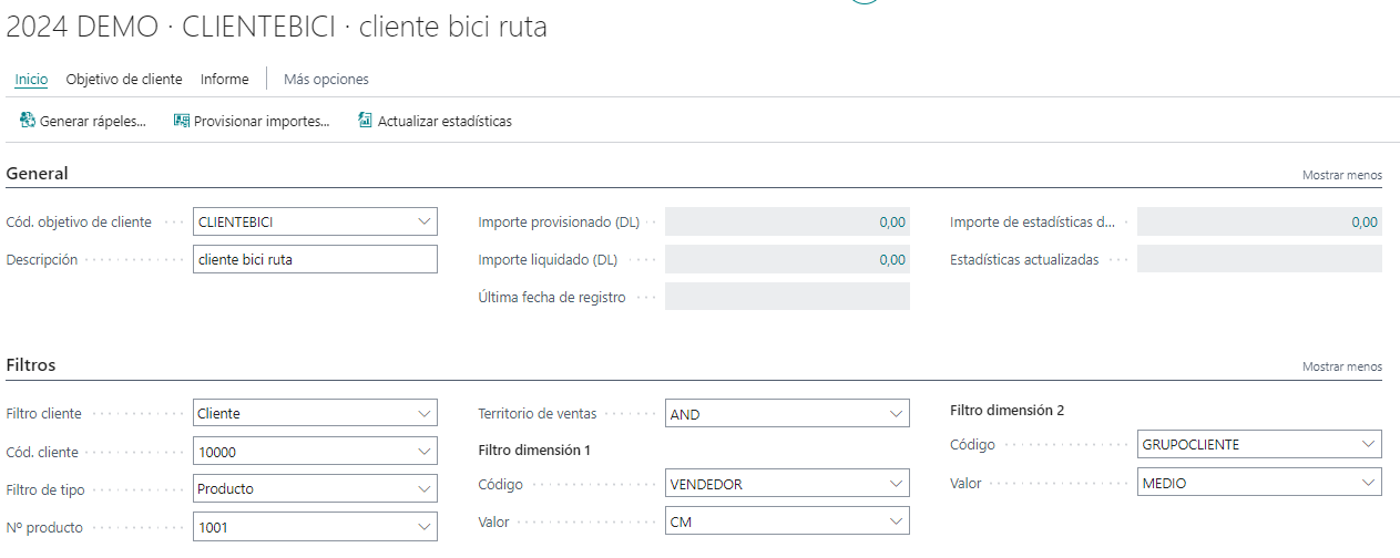 Ejemplo de objetivo de cliente