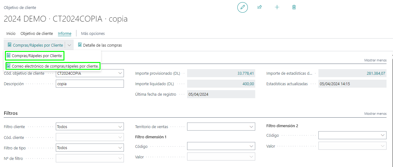 Informe de rebates por cliente