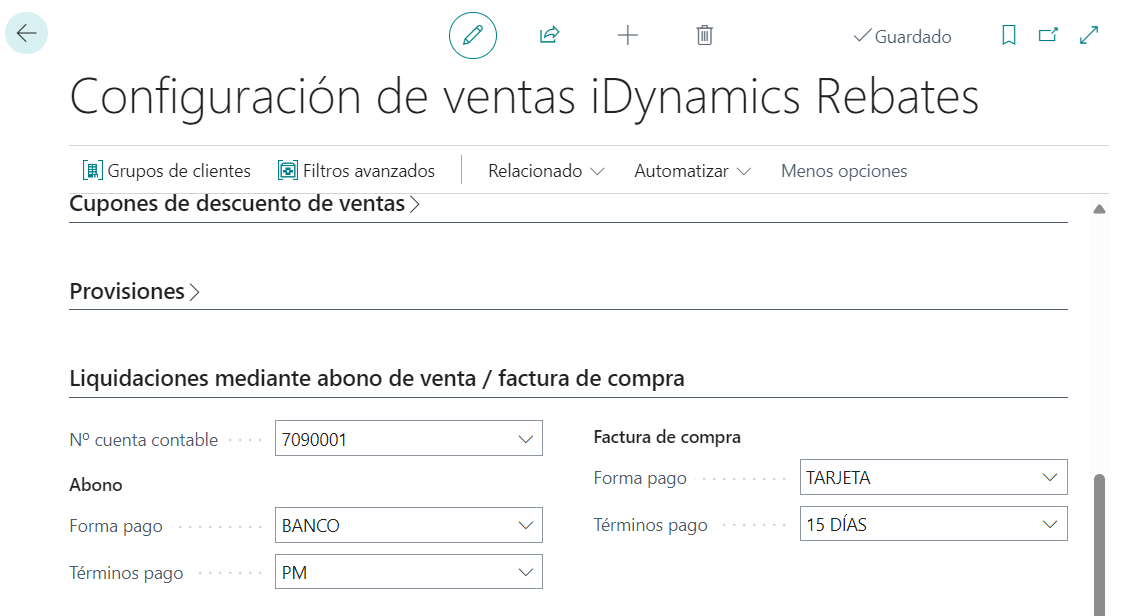 Configuración general de ventas