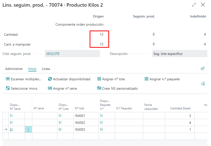 Línea de seguimiento en cantidad base